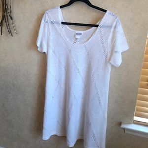 Surfival bathing suit coverup. White.Perforated pattern. 20” pit to pit